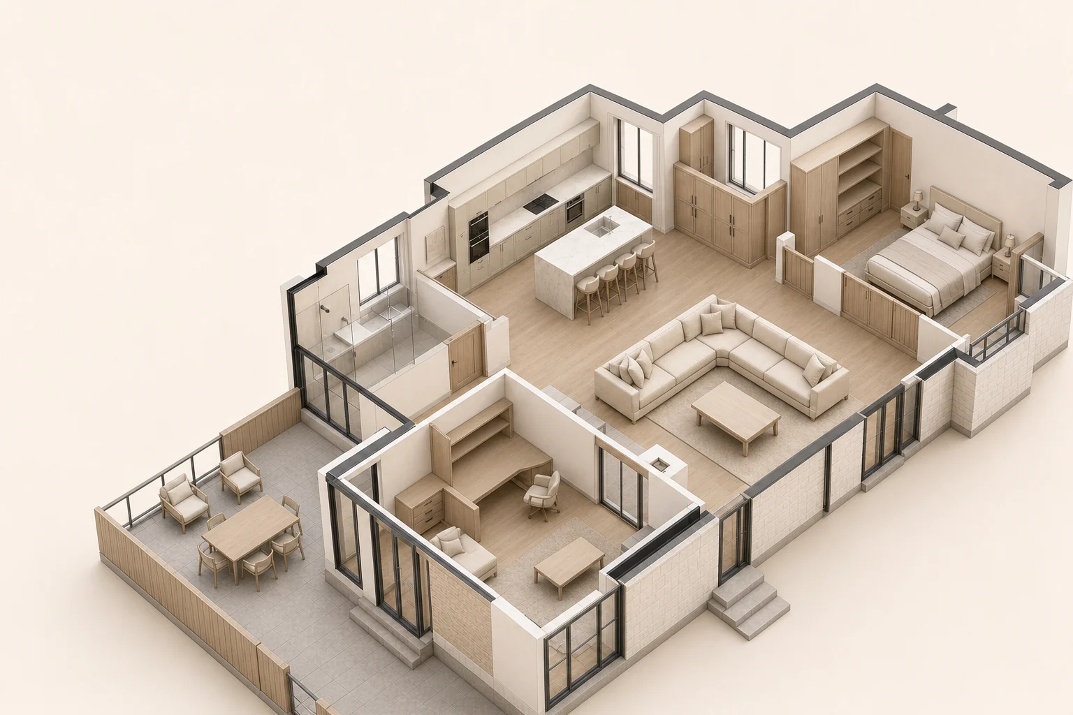 AI furniture image-to-3D modeling workflow and detailed furniture preview