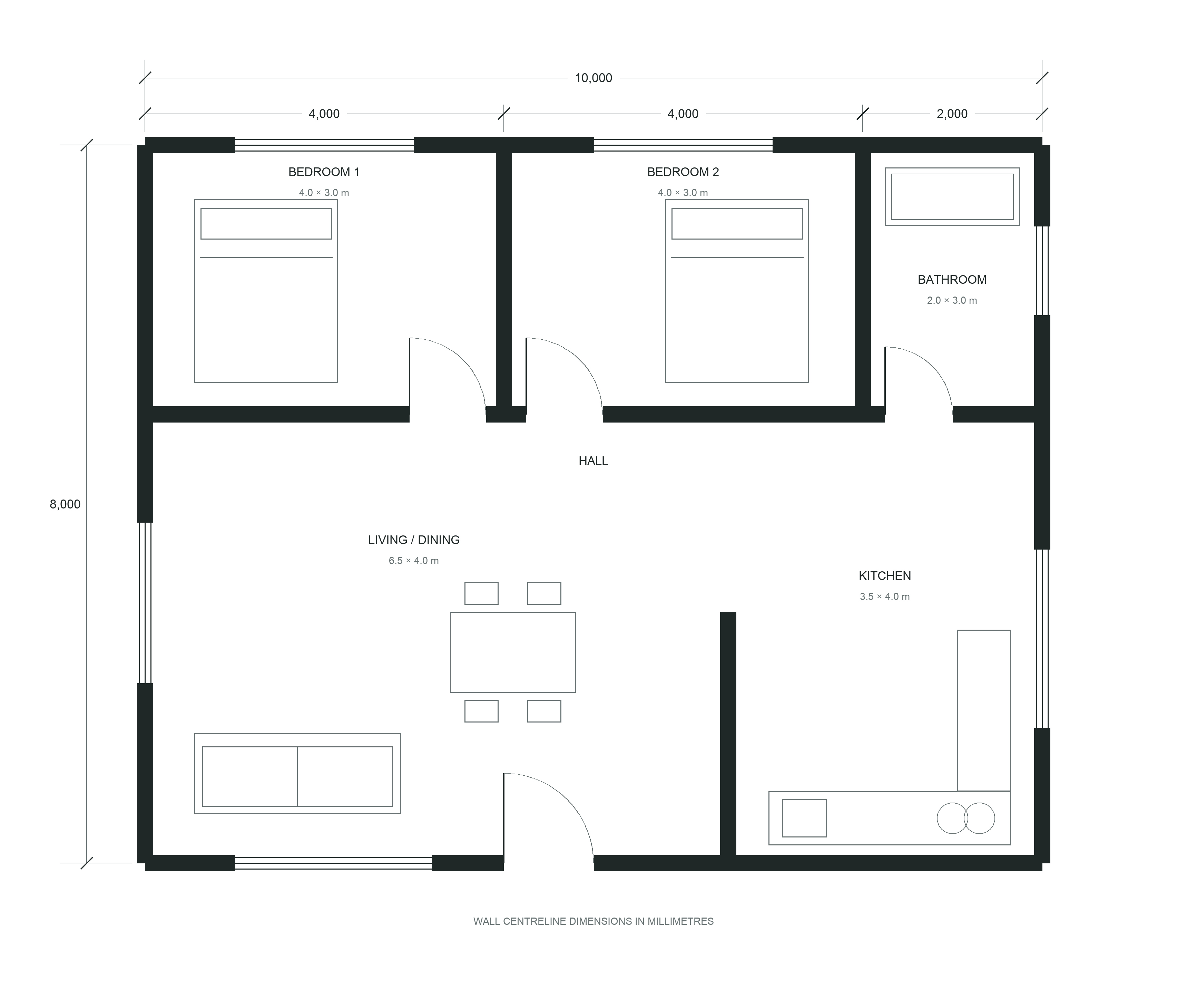 JPG sample: two-bedroom floor plan