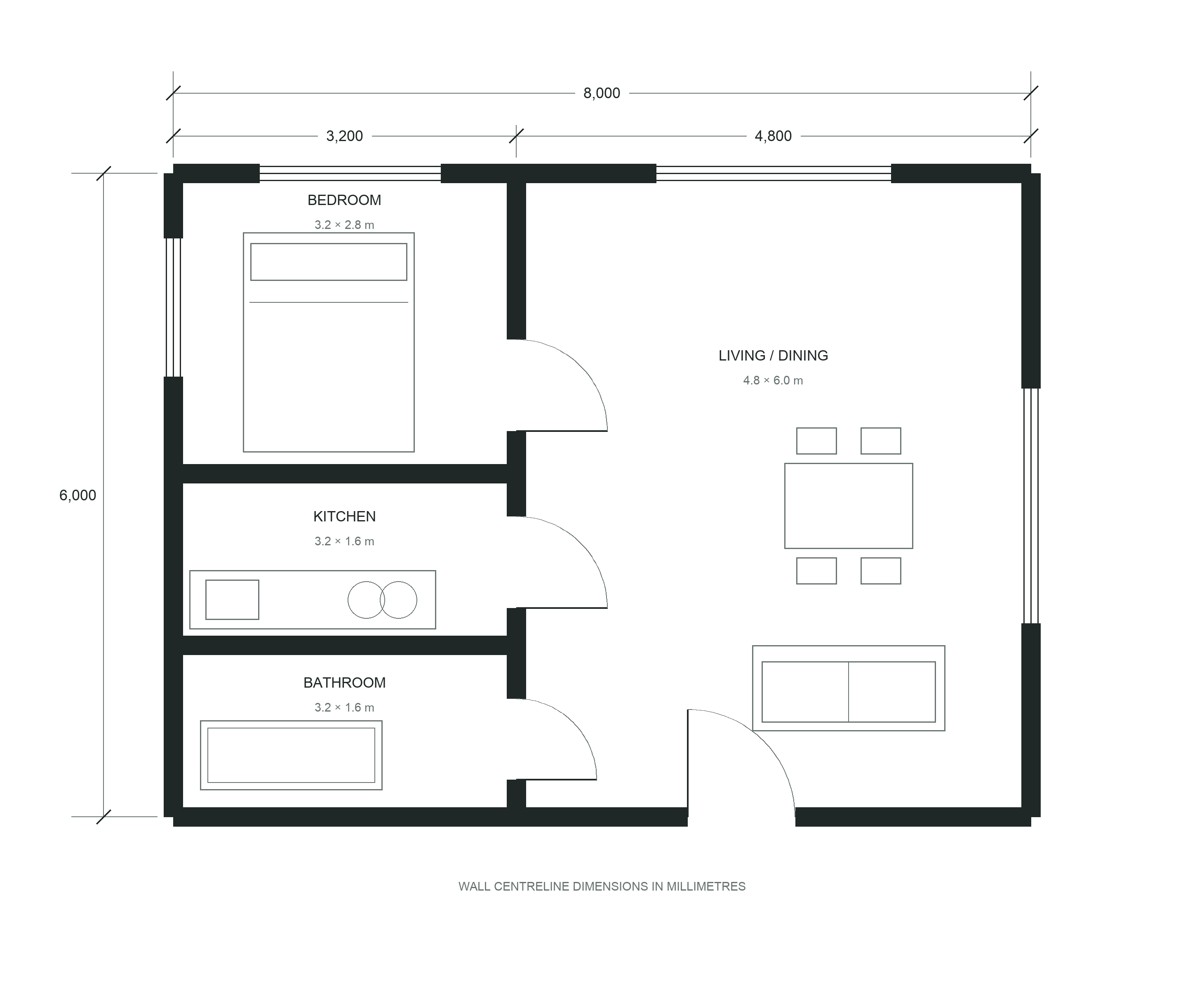 PNG sample: one-bedroom floor plan