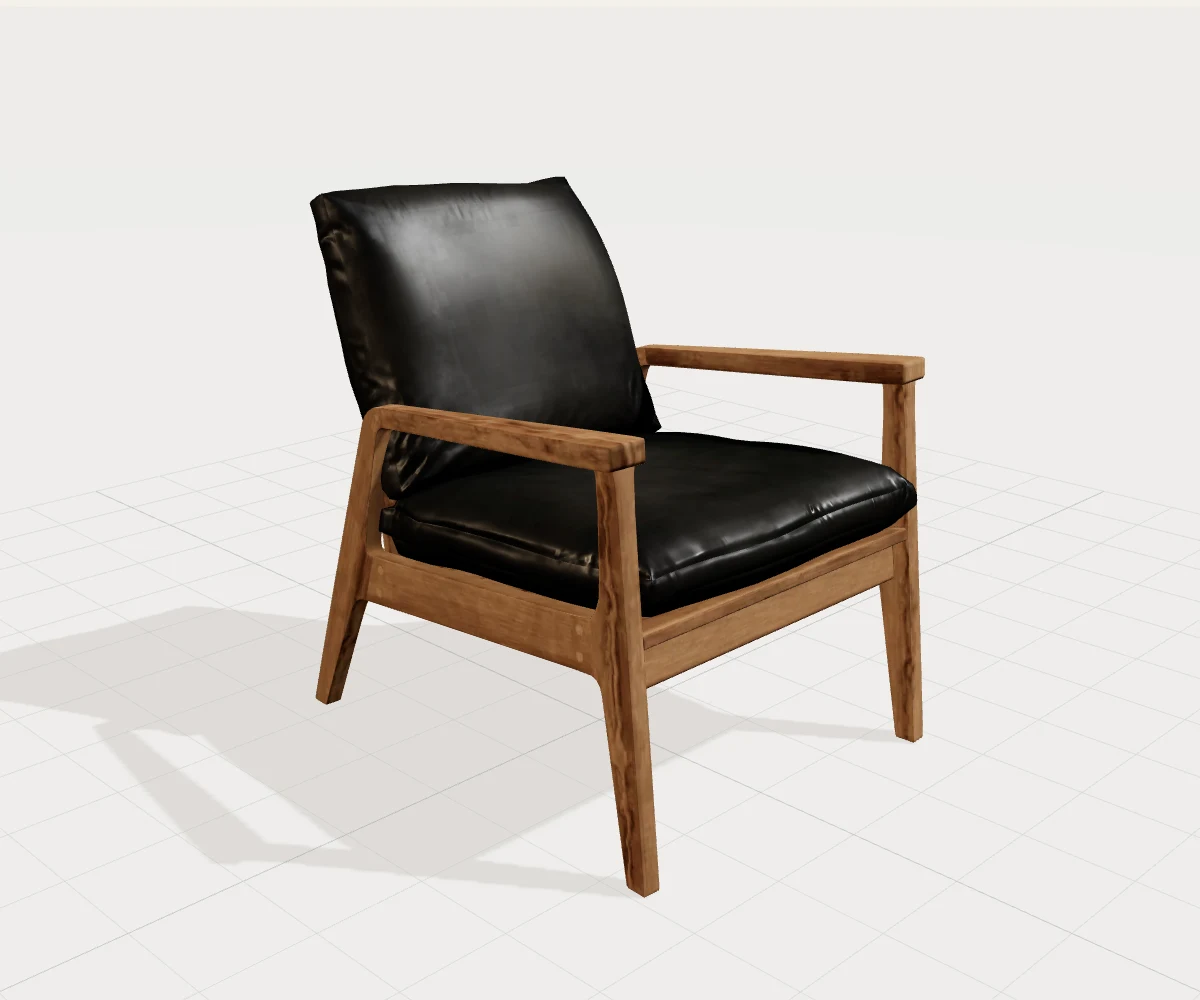 3D sample preview of Armchair from another angle on a perspective grid