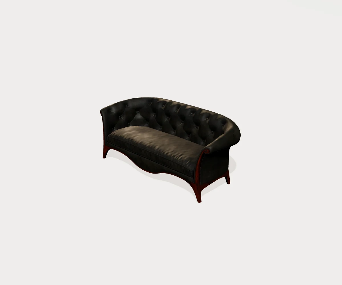 Upholstered sofa demonstration model viewed diagonally from the front